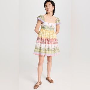 Alice & Olivia Tamia Puff Sleeve Babydoll Mini Dress SIZE 0